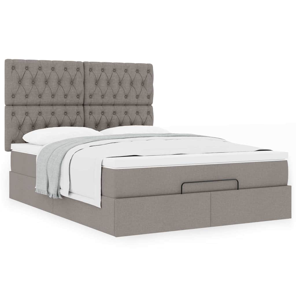 Ottoman krevet s madracem, taupe boja, 140x190 cm, tkanina