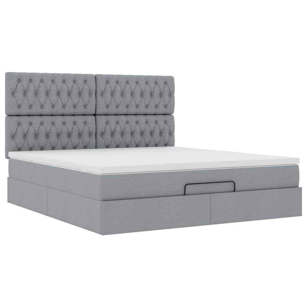 Otomanski krevet s madracem svijetlosivi 180x200cm od tkanine