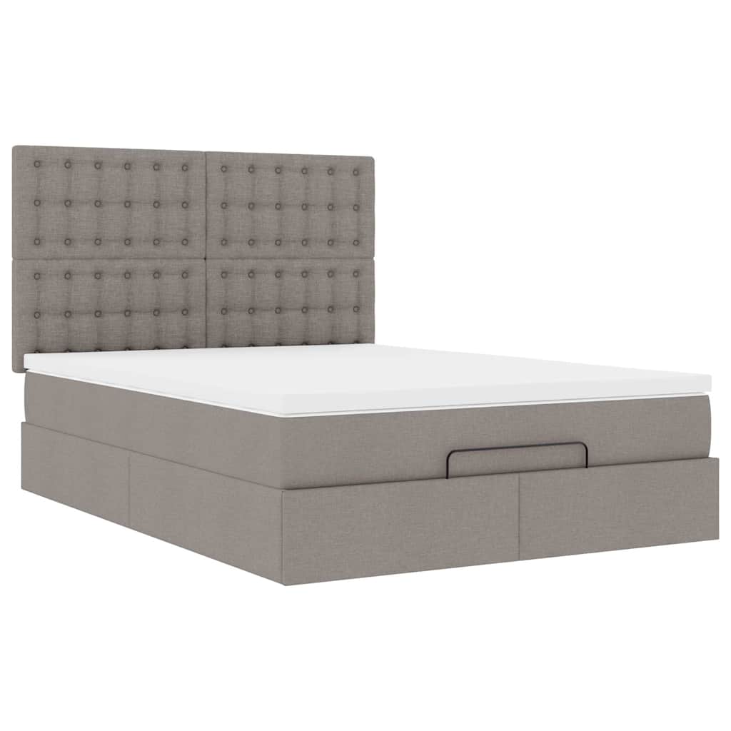Ottoman krevet s madracem, taupe boja, 140x190 cm, tkanina