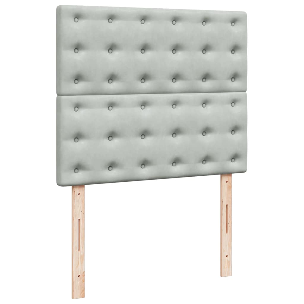 Okvir za krevet s madracima svjetlosivi 120x190 cm baršunasti