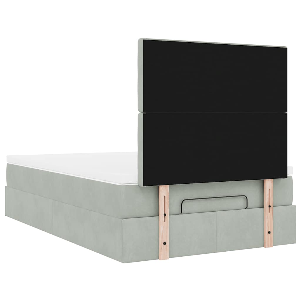 Okvir za krevet s madracima svjetlosivi 120x190 cm baršunasti