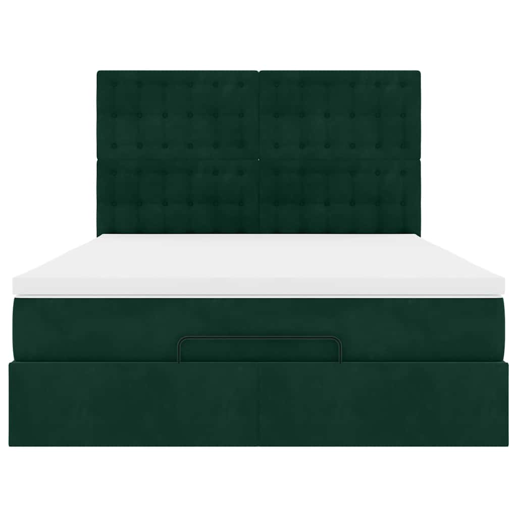 Ottoman krevet s madracima tamnozeleni 140x190 cm baršun
