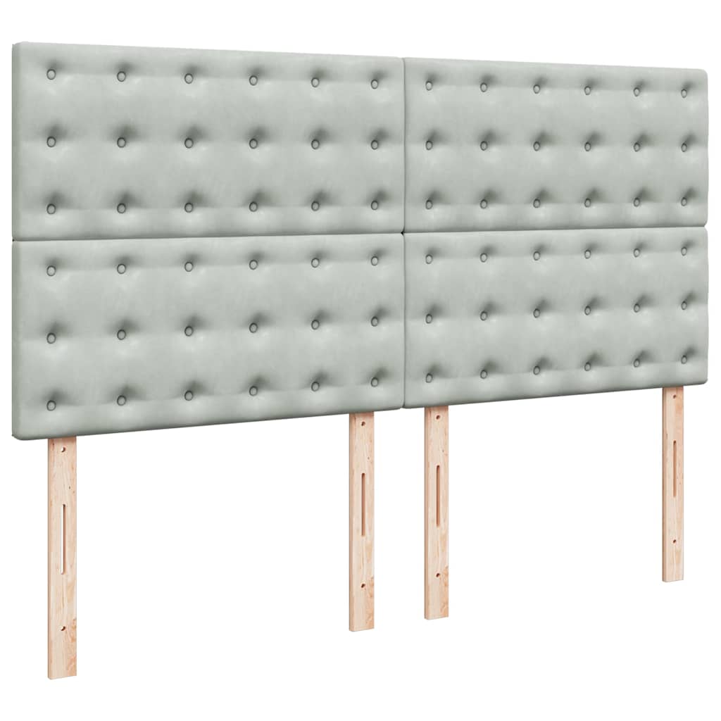 Okvir kreveta s madracima svijetlosivi 200x200cm baršunasti