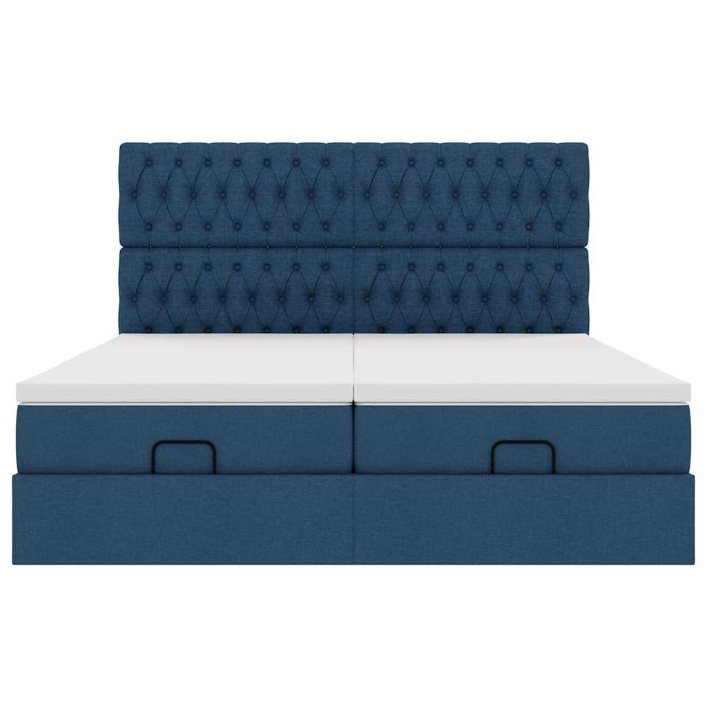 Ottoman krevet s madracima plavi 160x200 cm tkanina