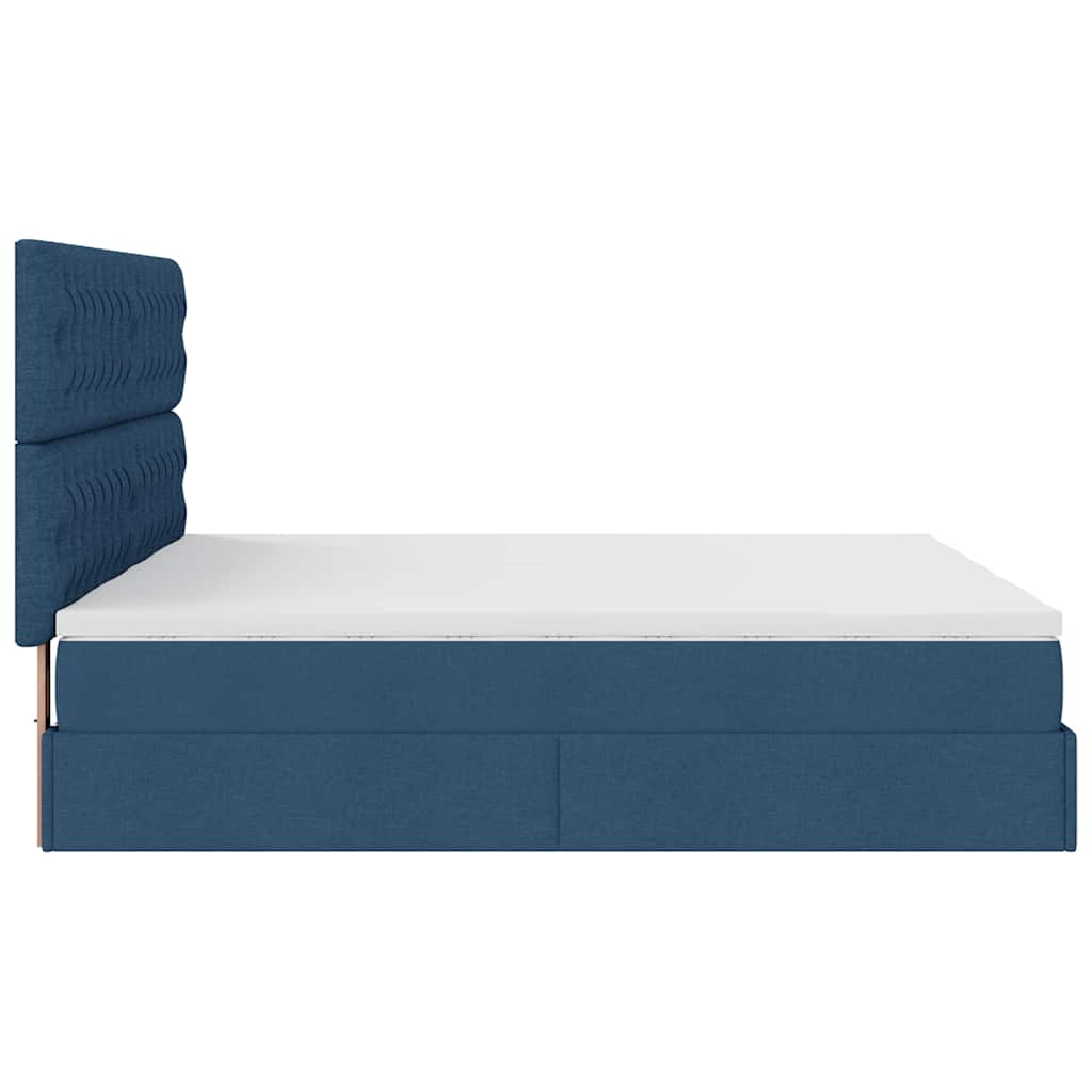 Ottoman krevet s madracima plavi 160x200 cm tkanina