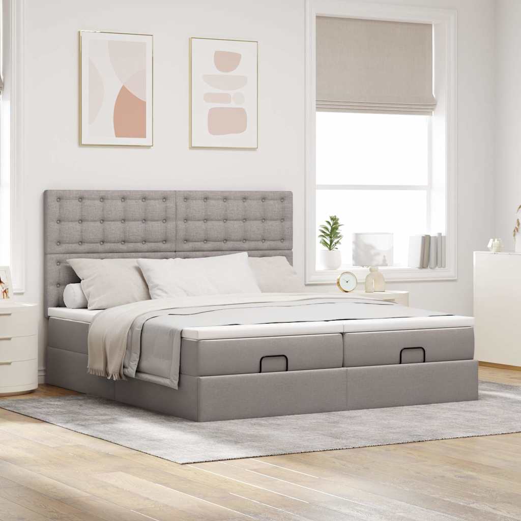 Ottoman krevet s madracima, taupe 160x200 cm, tkanina