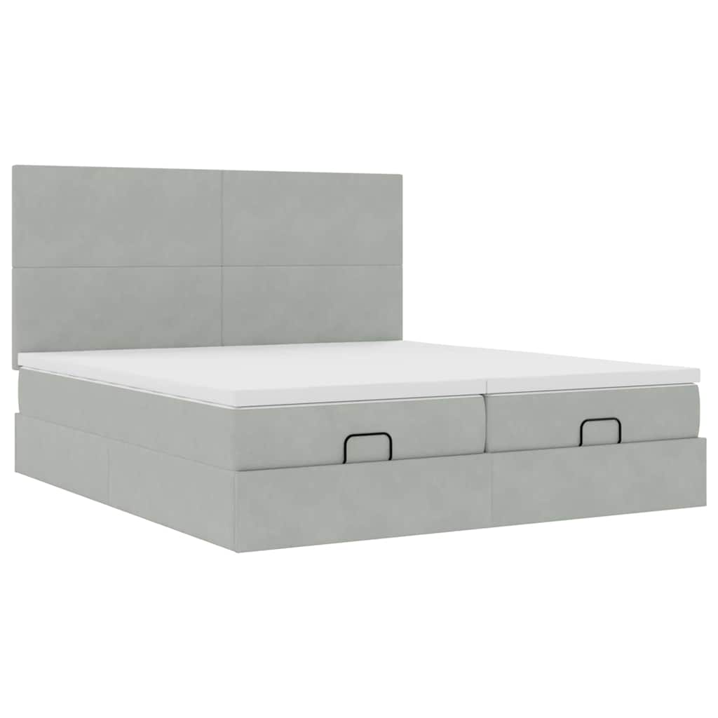 Okvir kreveta s madracima svijetlosivi 200x200cm baršunasti