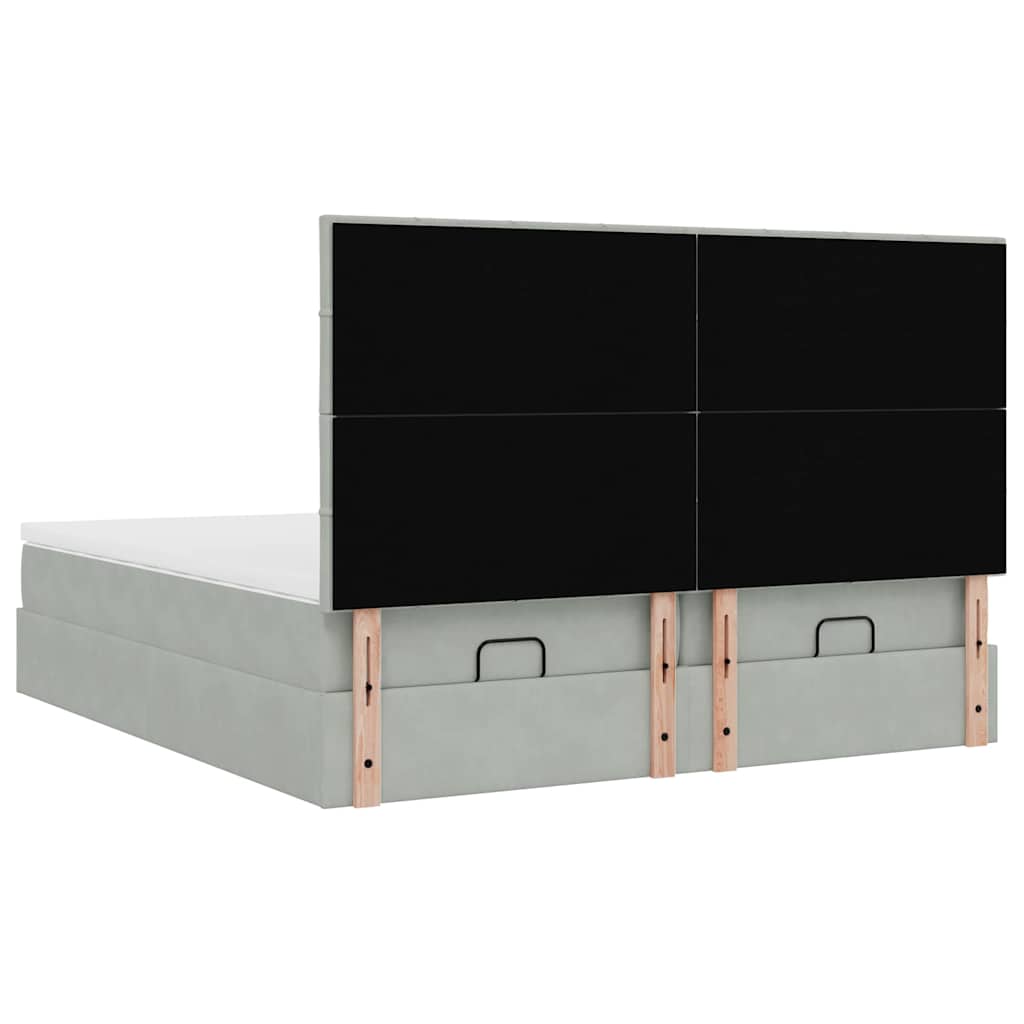 Okvir kreveta s madracima svijetlosivi 200x200cm baršunasti