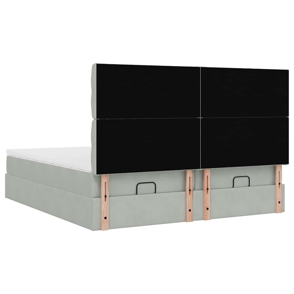 Okvir kreveta s madracima svijetlosivi 200x200cm baršunasti