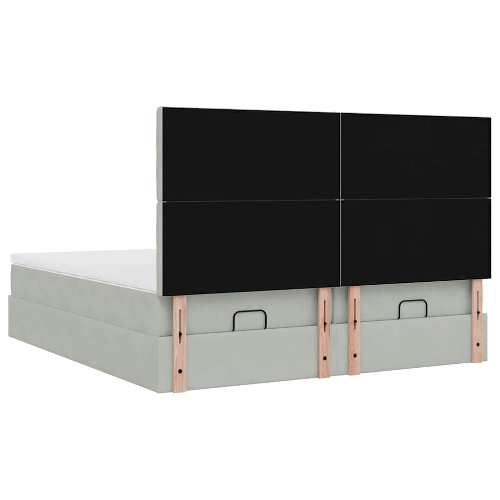 Okvir kreveta s madracima svijetlosivi 200x200cm baršunasti