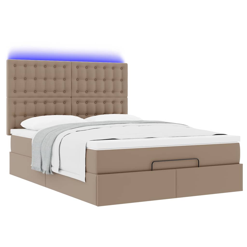 Ottoman krevet s madracem i LED diodama Cappuccino 140x190 cm umjetna koža