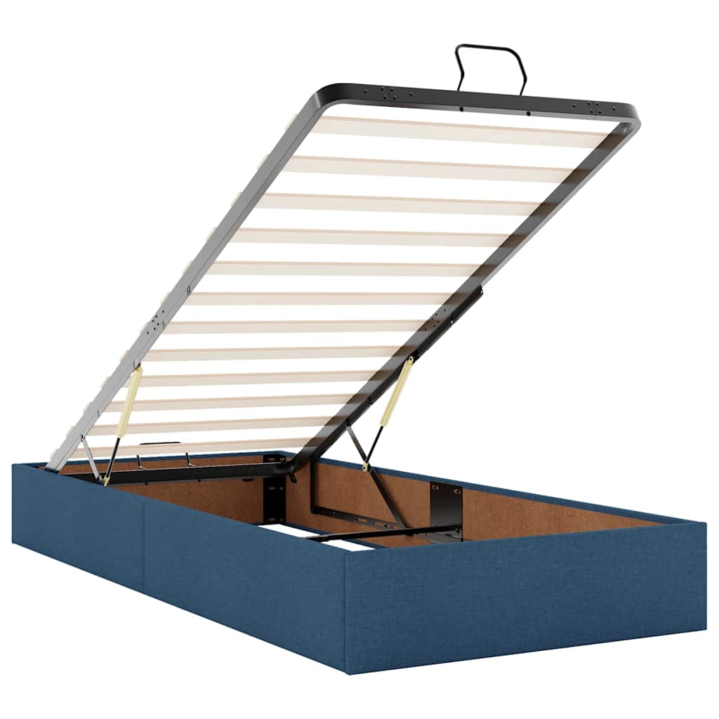 Ottoman krevet s madracem i LED diodama plavi 80x200 cm tkanina