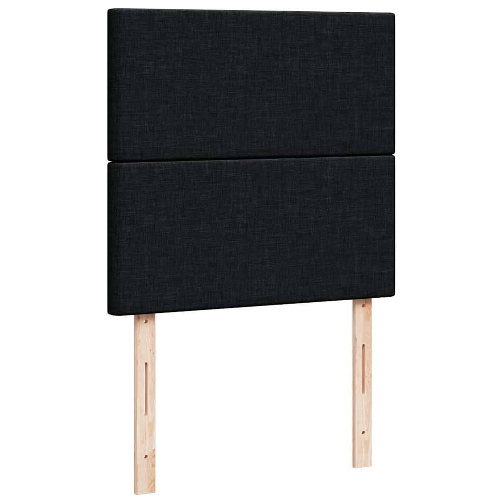 Otomanski okvir kreveta s madraca crni 90x200cm od tkanine