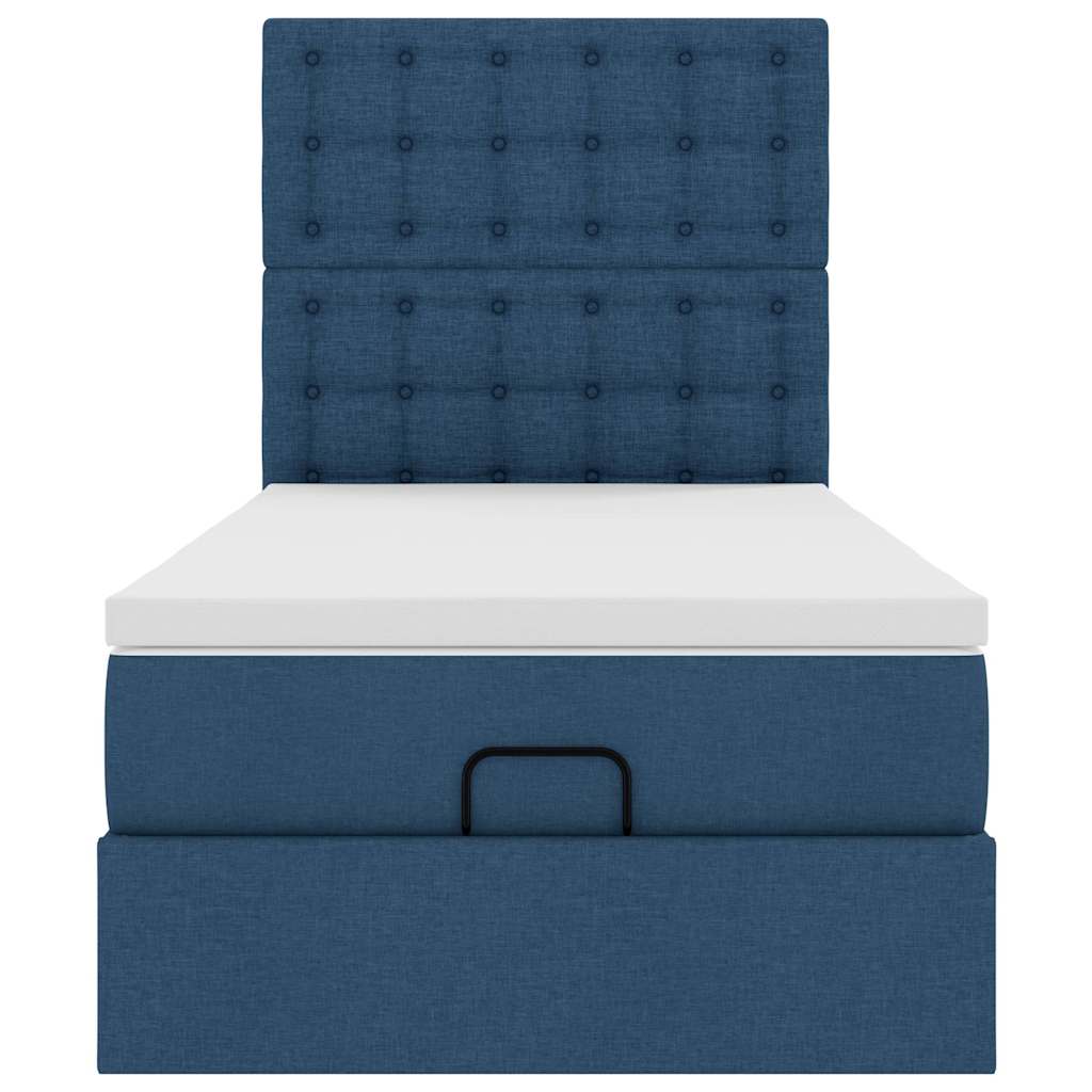 Ottoman krevet s madracem i LED diodama plavi 80x200 cm tkanina
