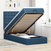 Ottoman krevet s madracem i LED diodama plavi 80x200 cm tkanina