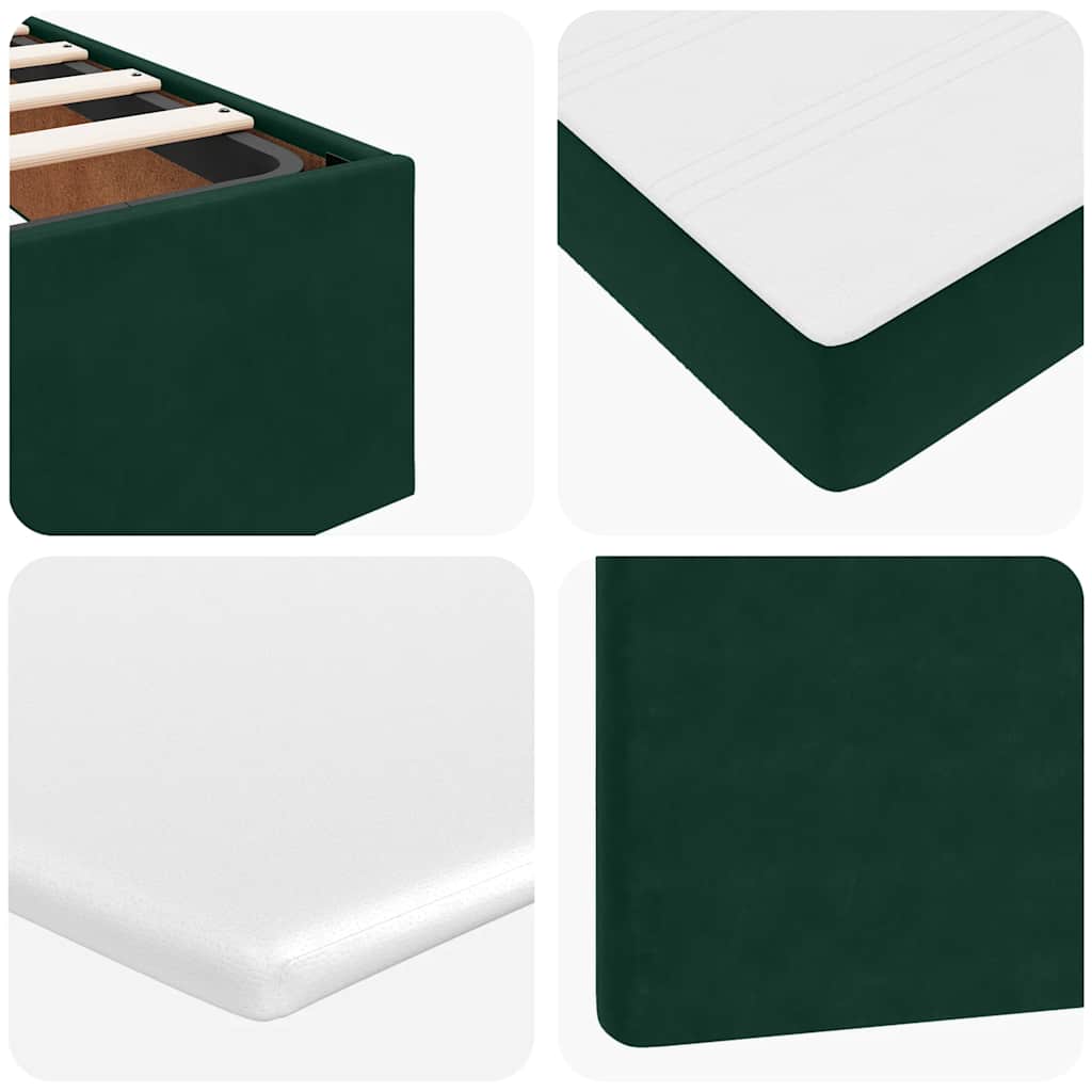 Ottoman krevet s madracima i LED diodama tamnozeleni 140x190 cm baršun