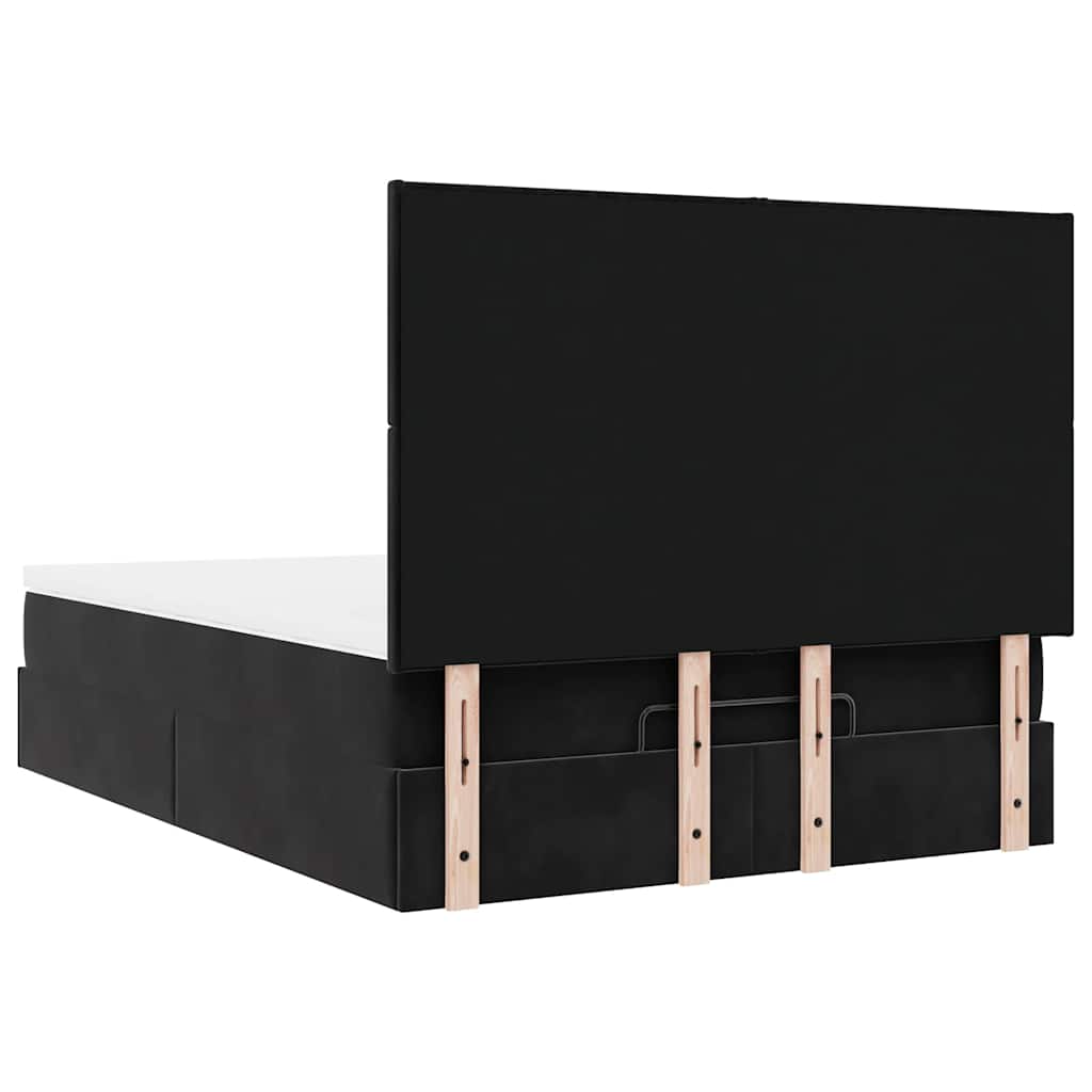 Ottoman krevet s madracima i LED diodama crni 140x200 cm baršun