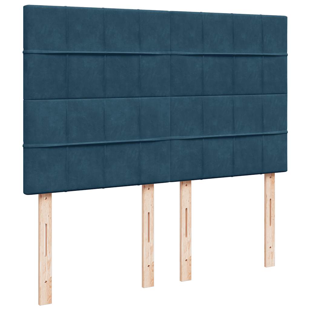Otomanski krevet s madracem&LED tamnoplavi 140x190cm baršunasti