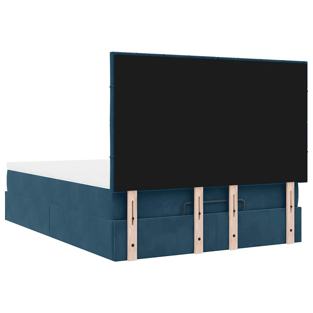 Otomanski krevet s madracem&LED tamnoplavi 140x190cm baršunasti