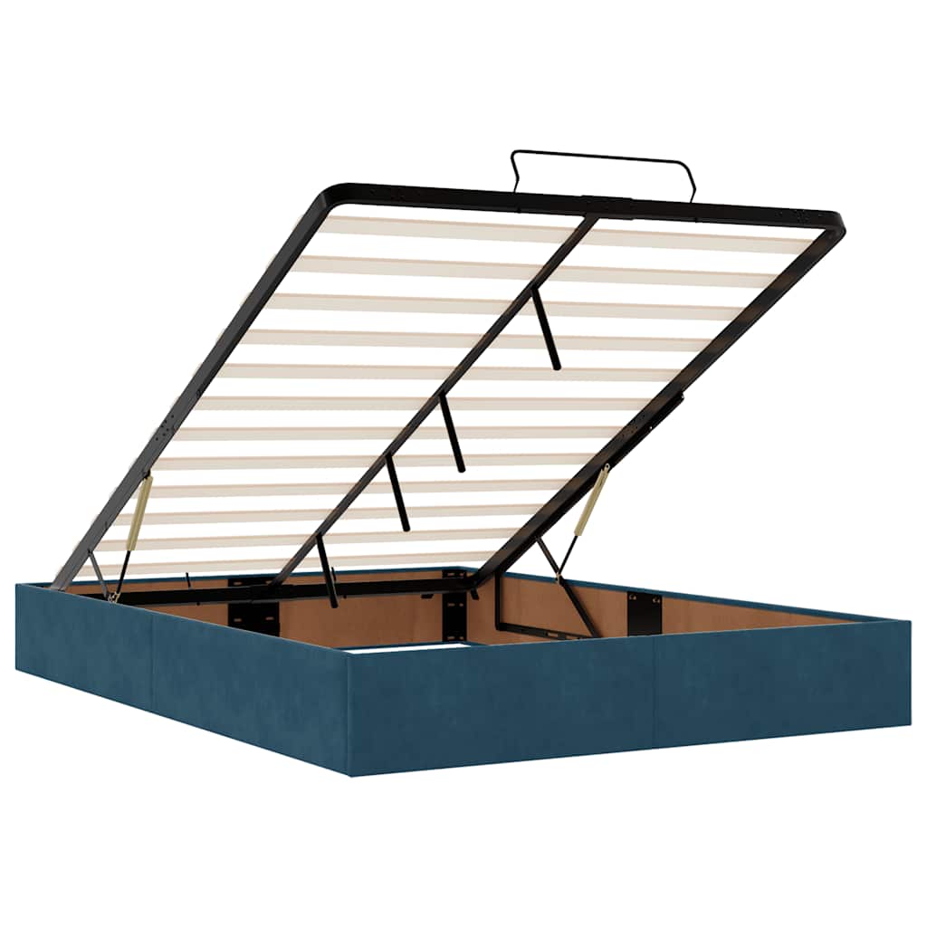 Otomanski krevet s madracem&LED tamnoplavi 140x190cm baršunasti