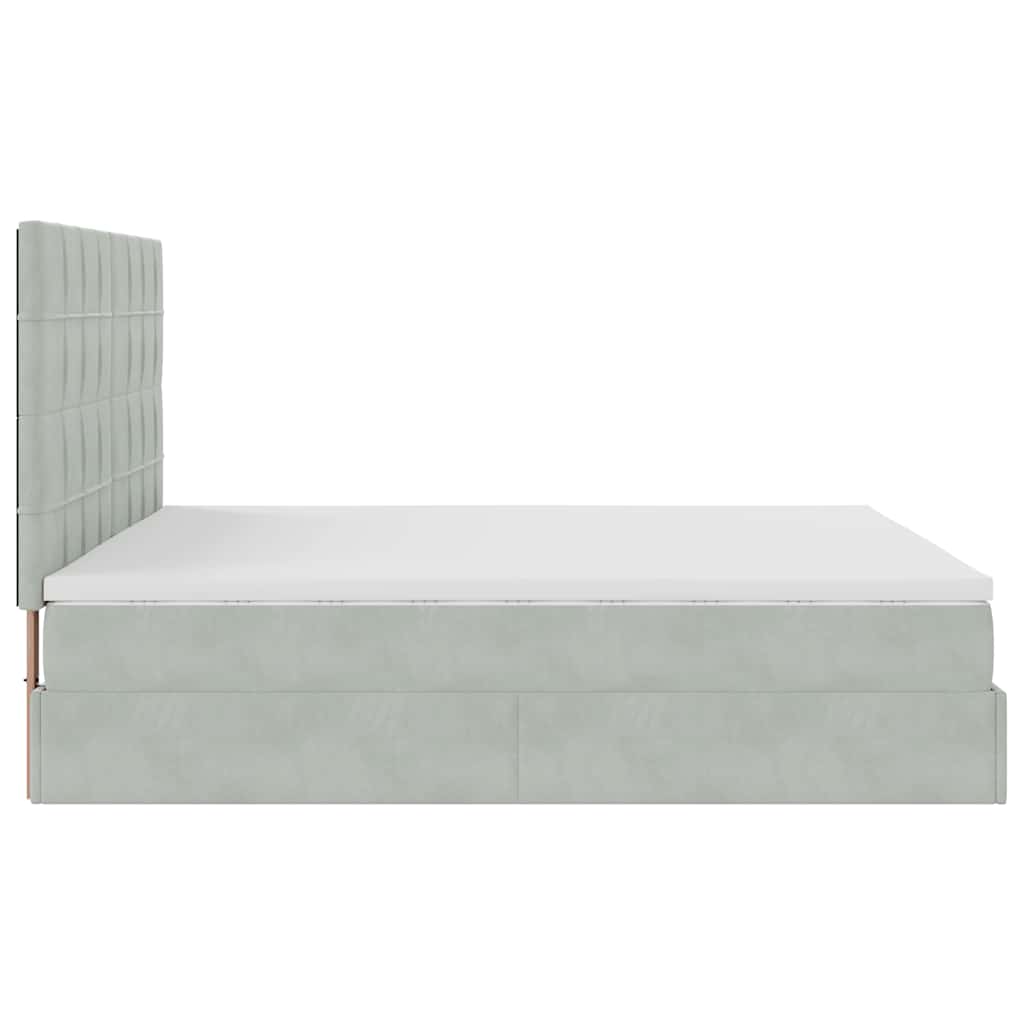 Okvir kreveta s madracima svijetlosivi 200x200cm baršunasti