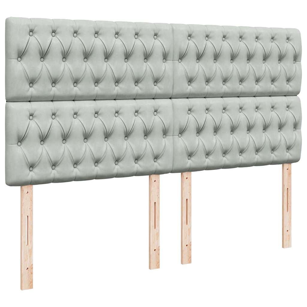 Okvir kreveta s madracima svijetlosivi 200x200cm baršunasti