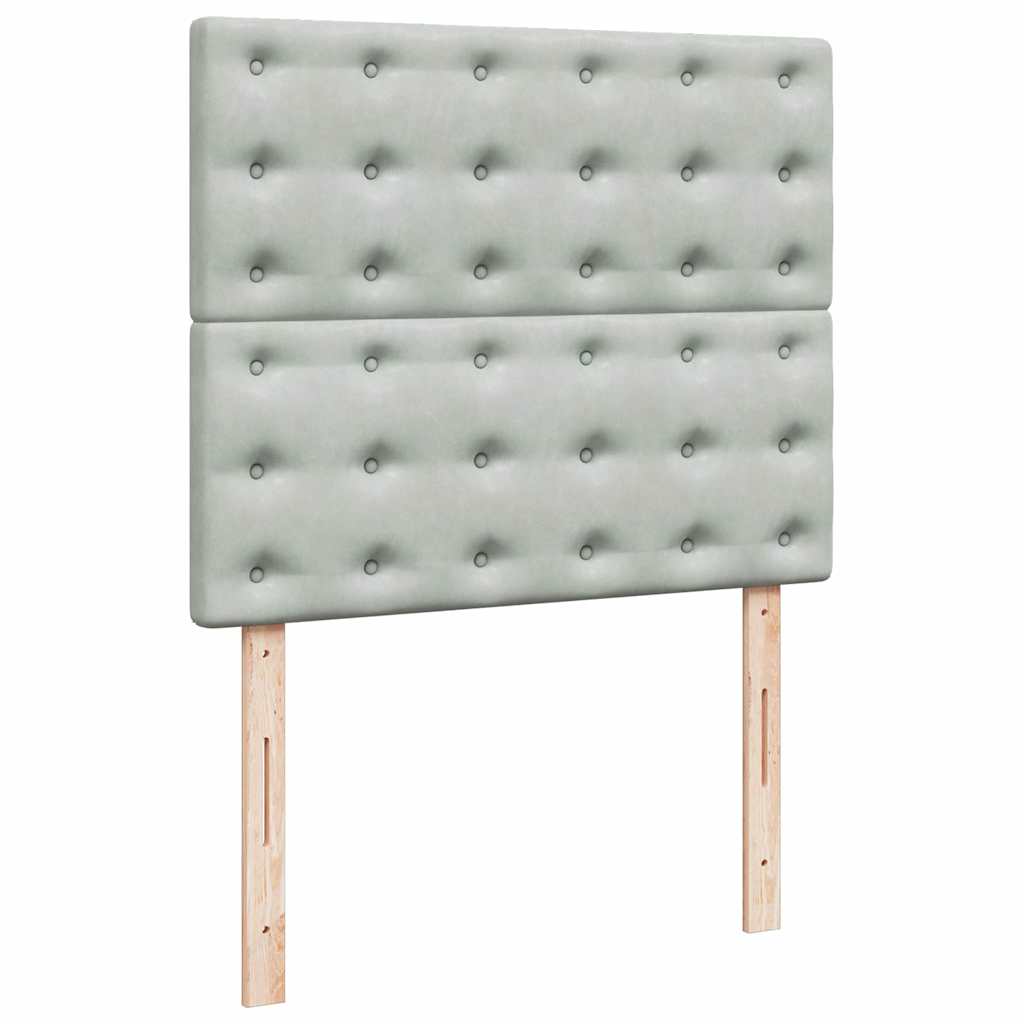 Okvir za krevet s madracima svjetlosivi 120x190 cm baršunasti