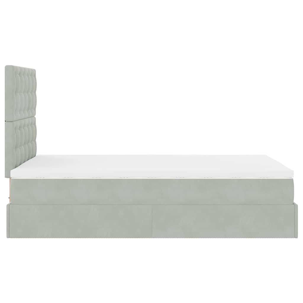 Okvir za krevet s madracima svjetlosivi 120x190 cm baršunasti