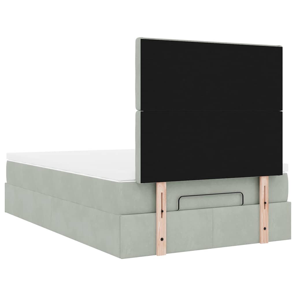 Okvir za krevet s madracima svjetlosivi 120x190 cm baršunasti