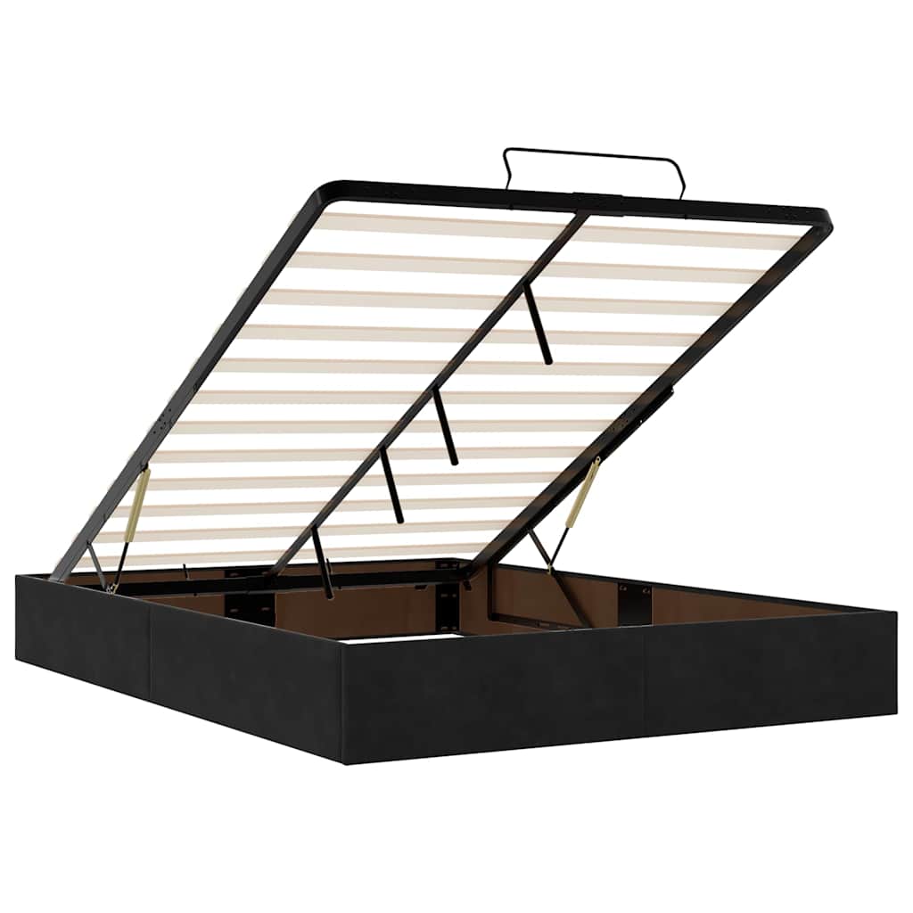 Ottoman krevet s madracima i LED diodama crni 140x200 cm baršun
