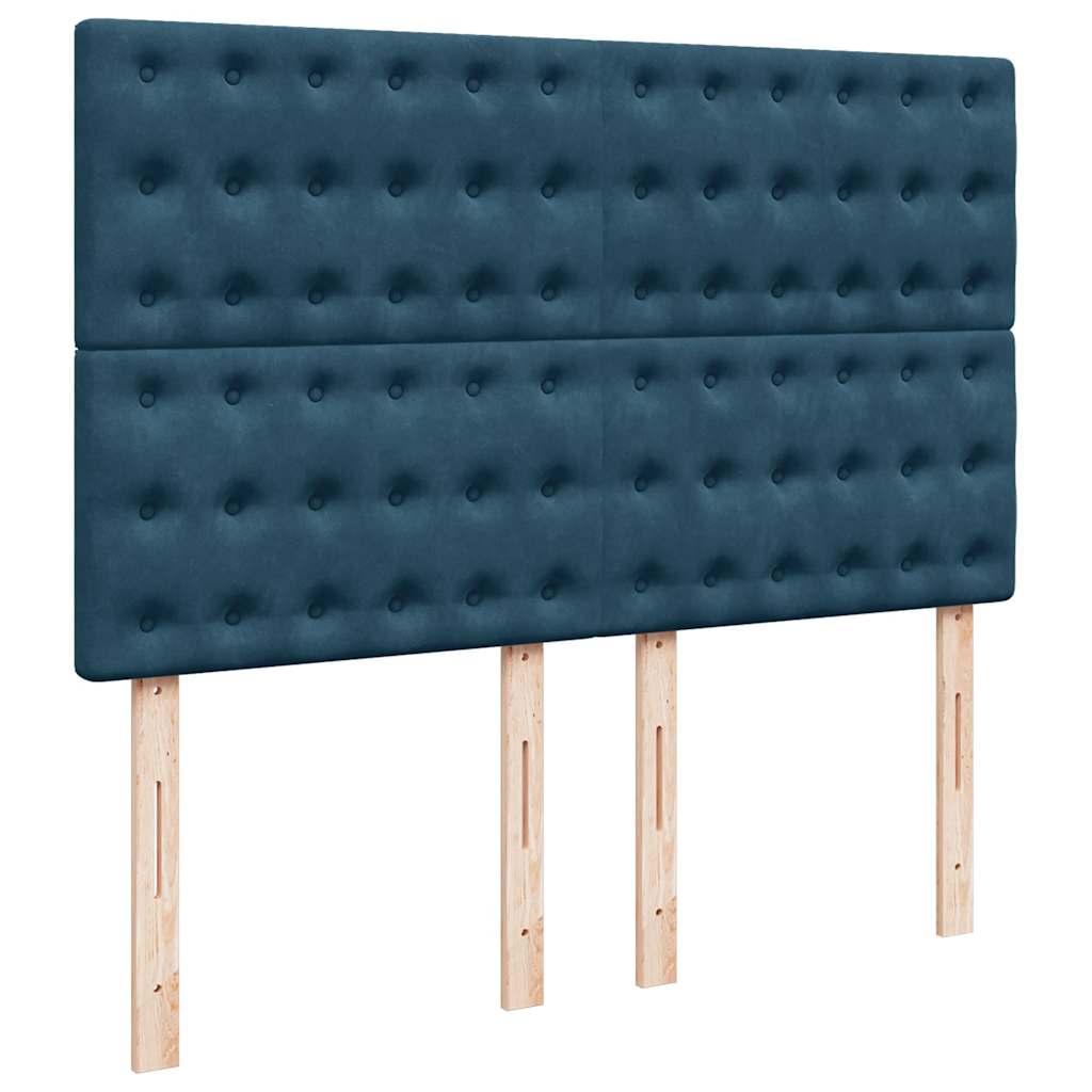 Ottoman krevet s madracima i LED diodama tamnoplavi 140x200 cm baršun