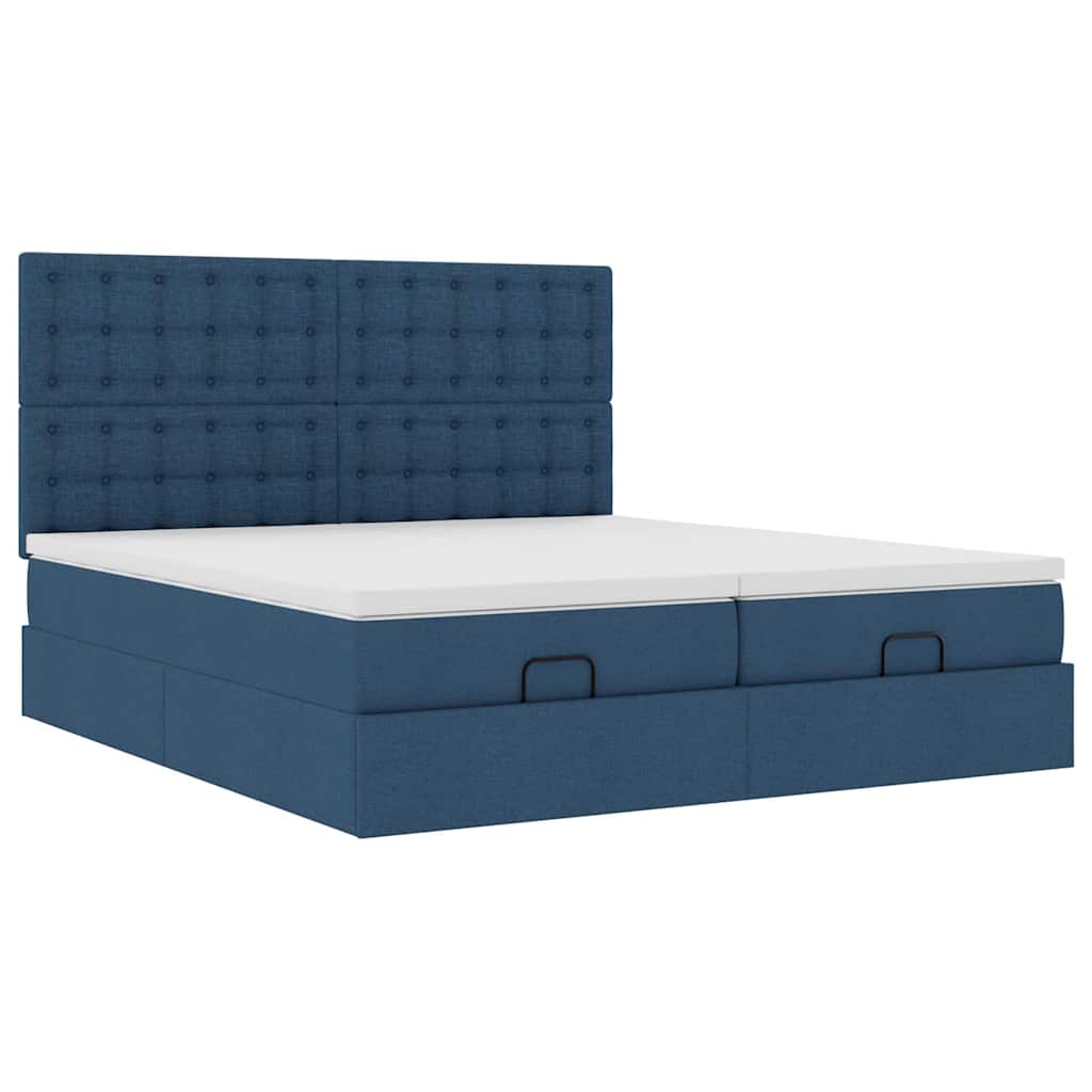 Ottoman krevet s madracima i LED diodama plavi 160x200 cm tkanina