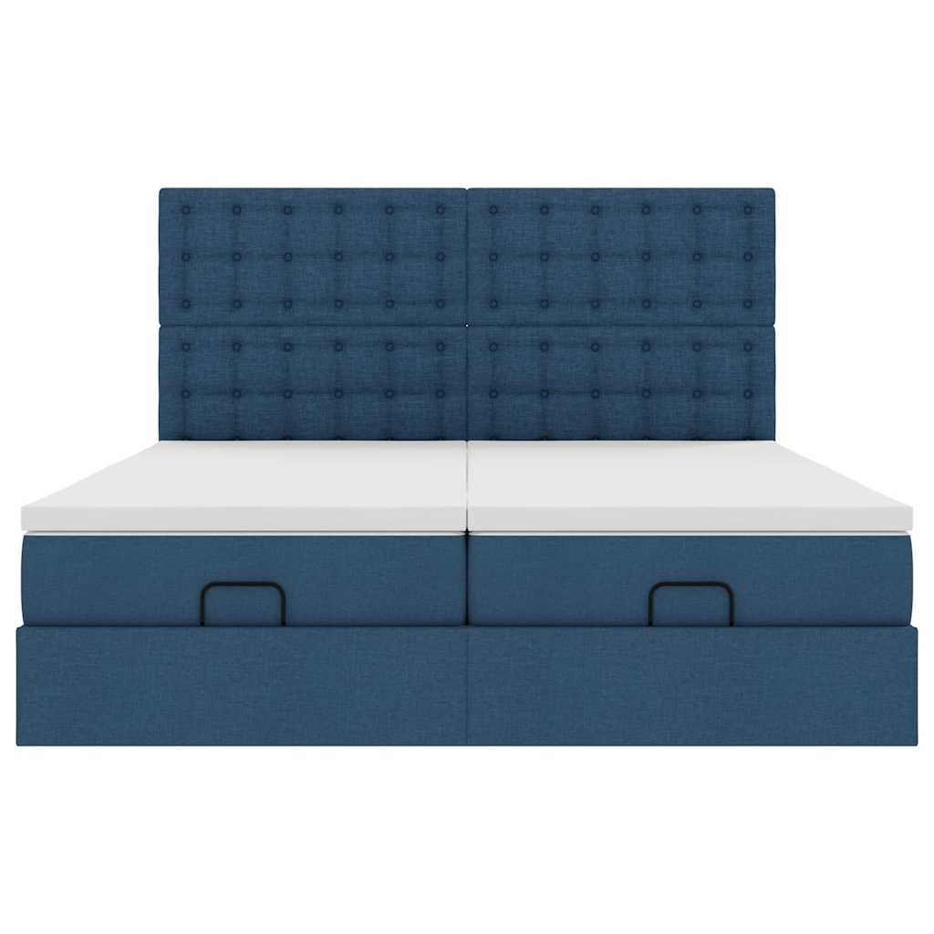 Ottoman krevet s madracima i LED diodama plavi 160x200 cm tkanina