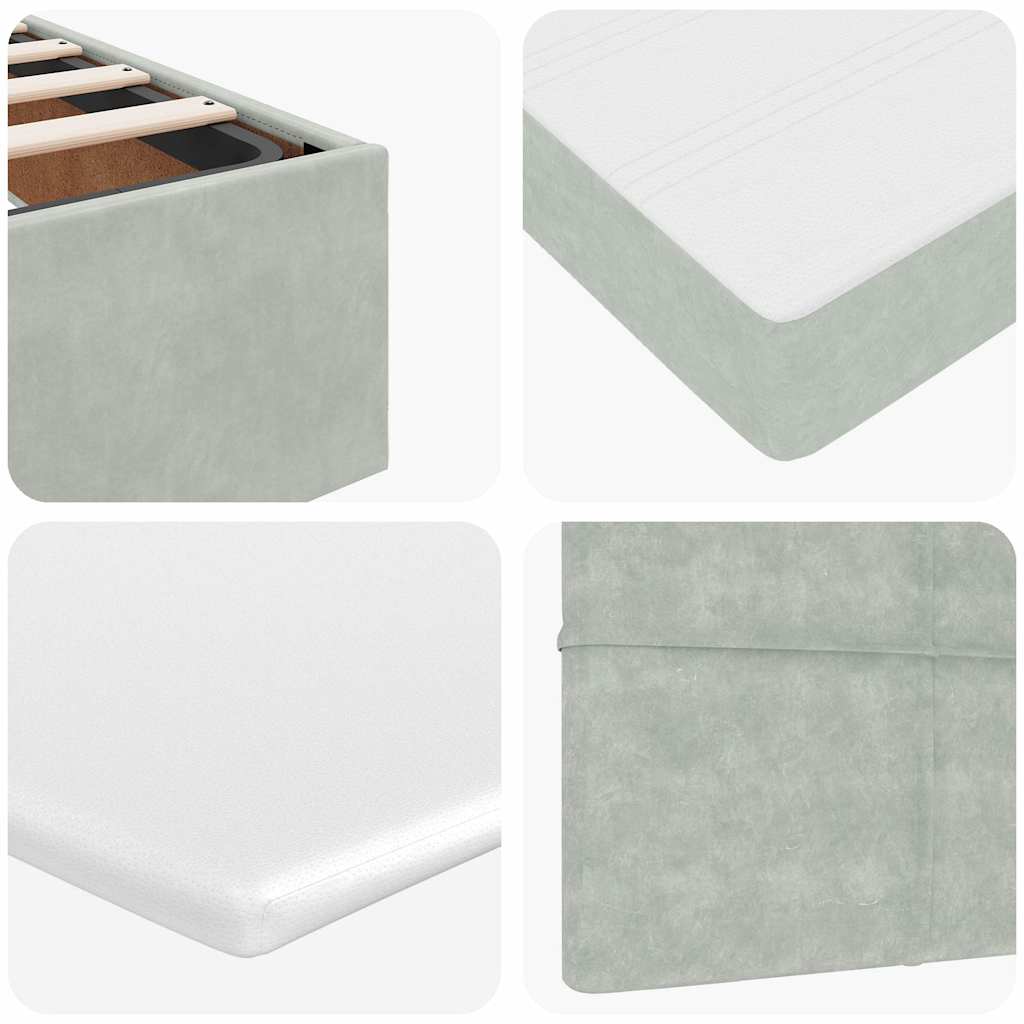 Okvir kreveta s madracima svijetlosivi 200x200cm baršunasti