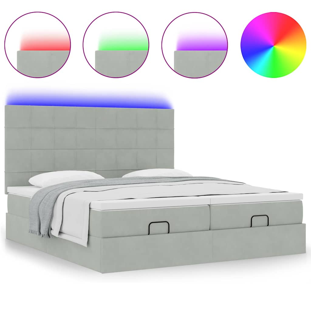 Okvir kreveta s madracima svijetlosivi 200x200cm baršunasti