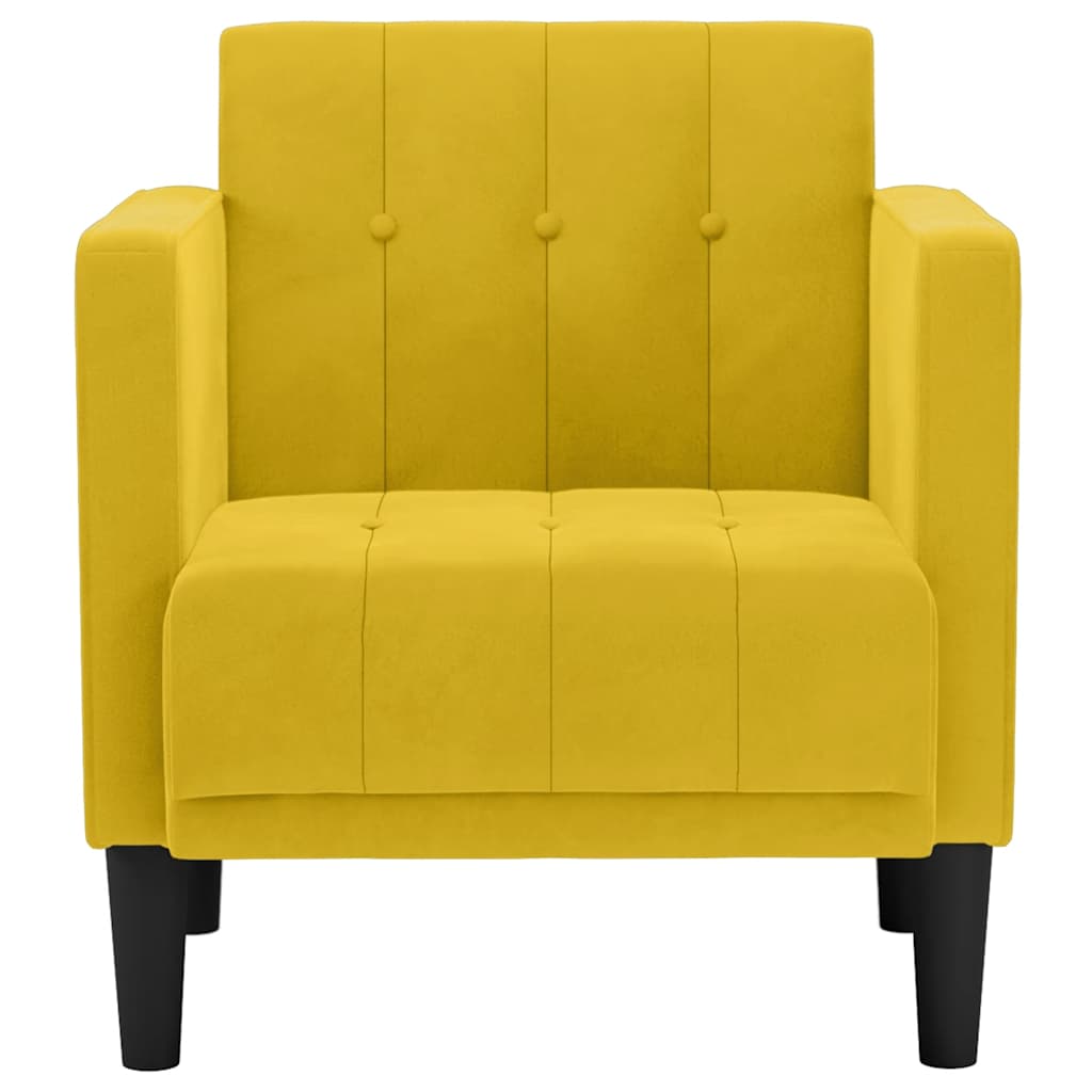 Sofa fotelja s naslonima za ruke žuta 53 cm baršunasta