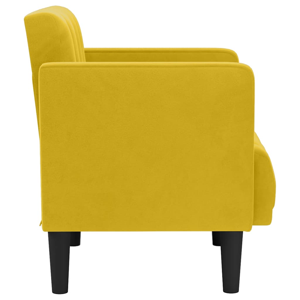 Sofa fotelja s naslonima za ruke žuta 53 cm baršunasta