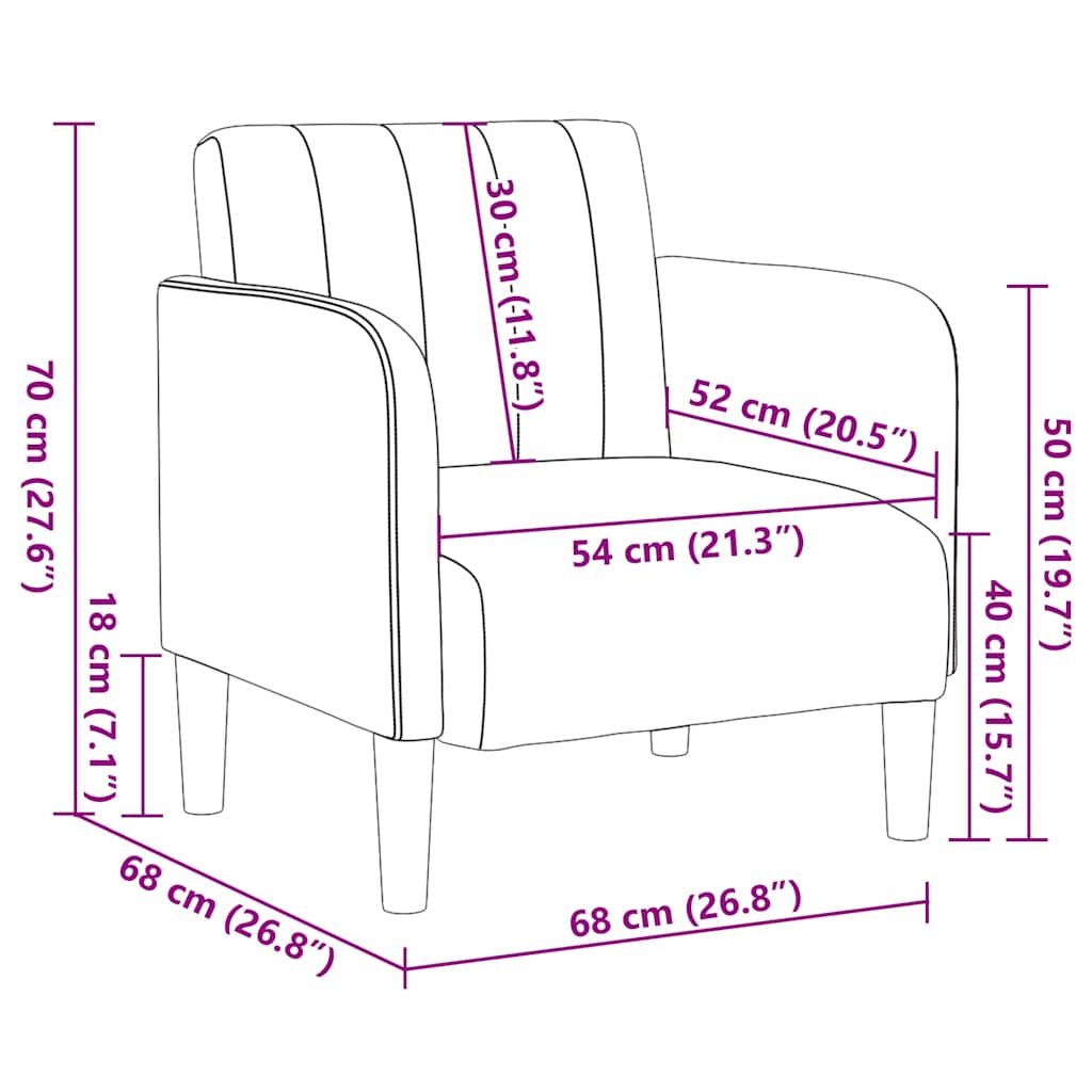 Sofa s naslonima za ruke plava 54 cm baršunasta