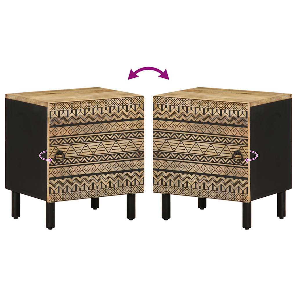Krevetni ormarići 2 kom crni 40x33,5x46cm puno grubo drvo mango
