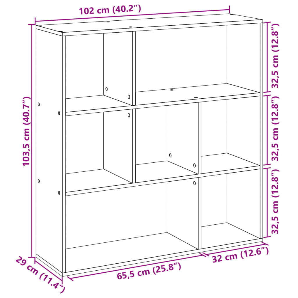 Pregrada / regal za knjige boja drva 102x29x103,5 cm drveni