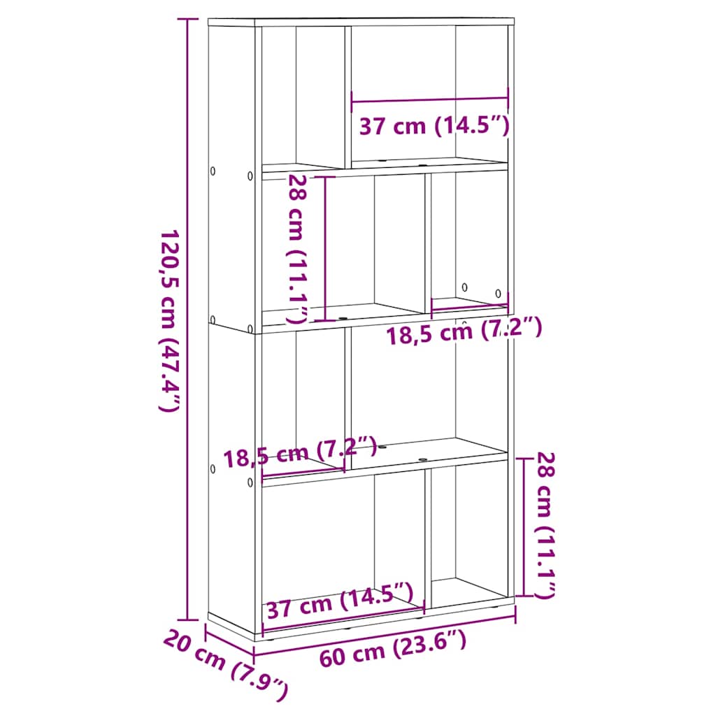 Regal za knjige boja hrasta 60x20x120,5 cm od konstruiranog drva