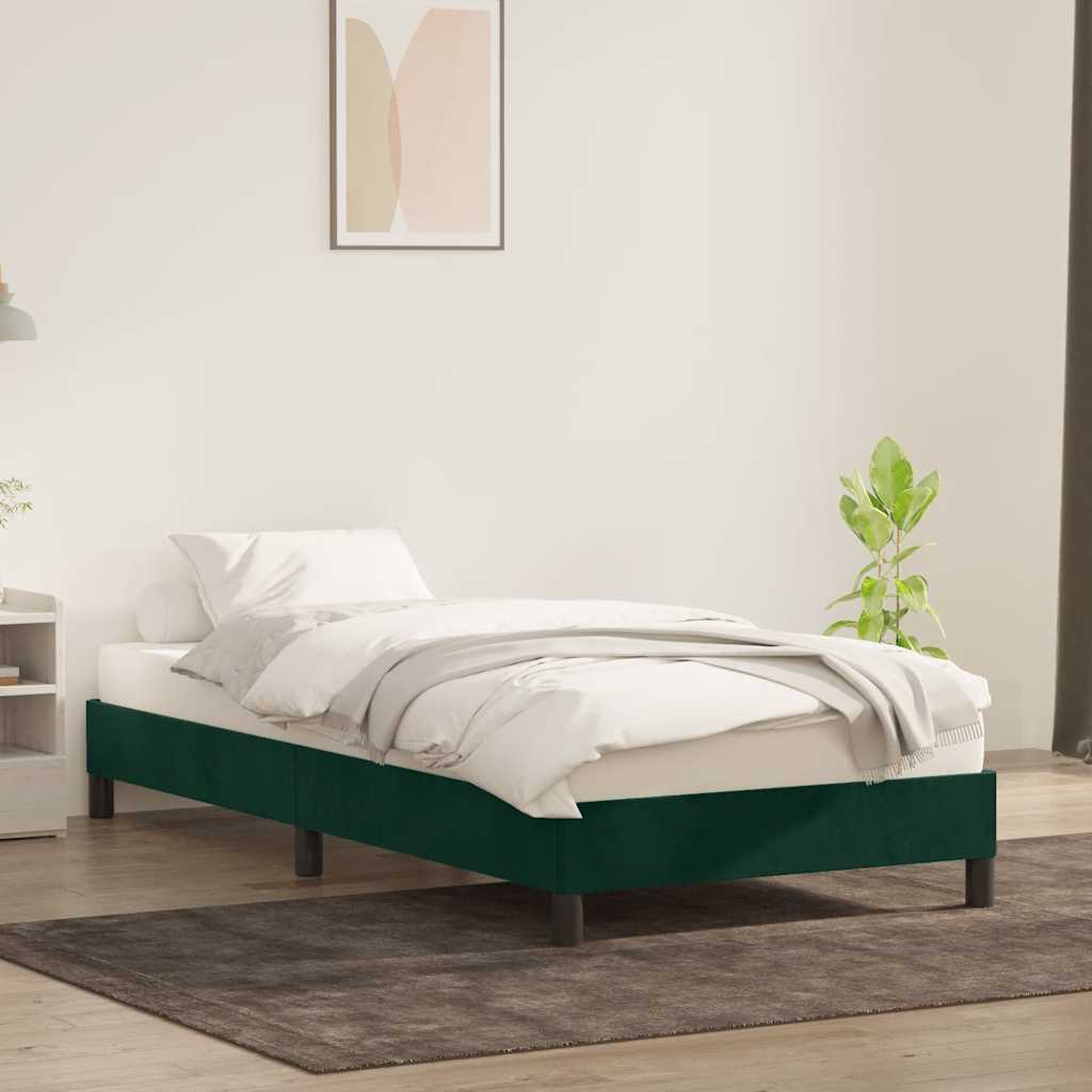 Okvir kreveta bez madraca Tamnozeleni 80x210 cm Baršun