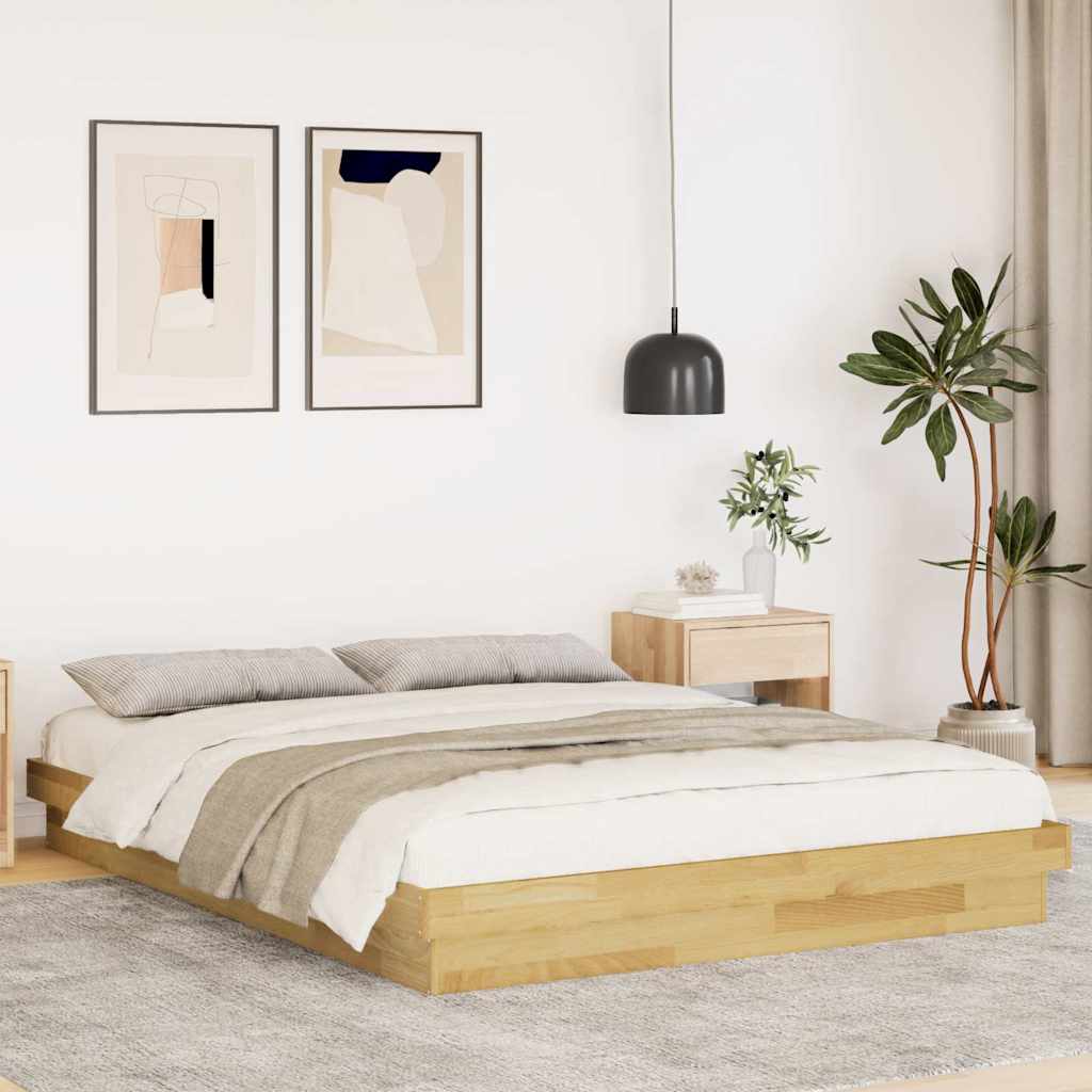 Okvir kreveta bez madraca 150x200 cm puno drvo hrast