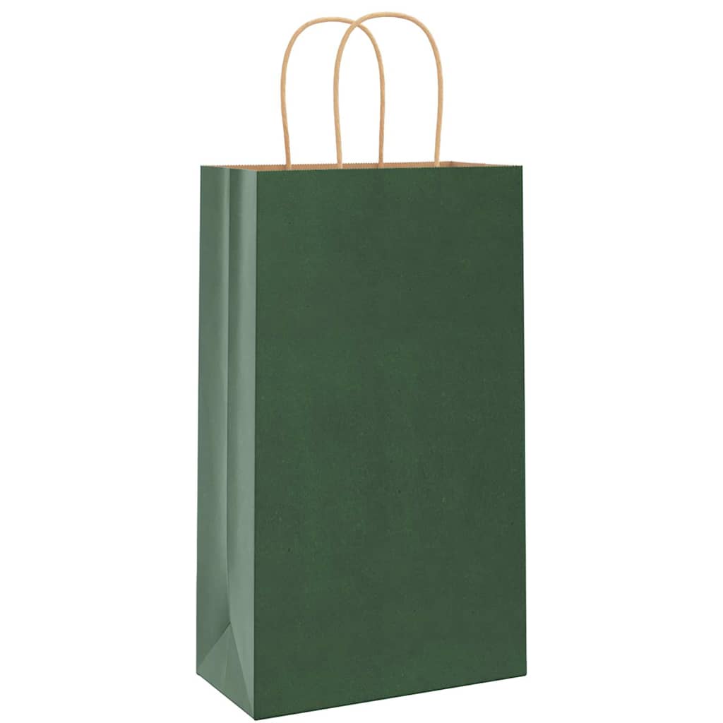 Papirnate vrećice 250 kom s ručkama zelene 21x11x36 cm