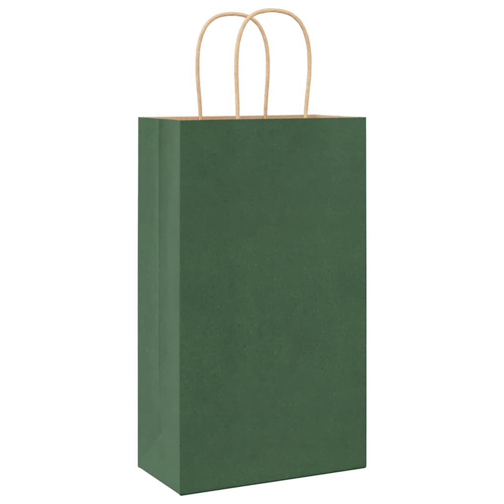Papirnate vrećice 250 kom s ručkama zelene 21x11x36 cm