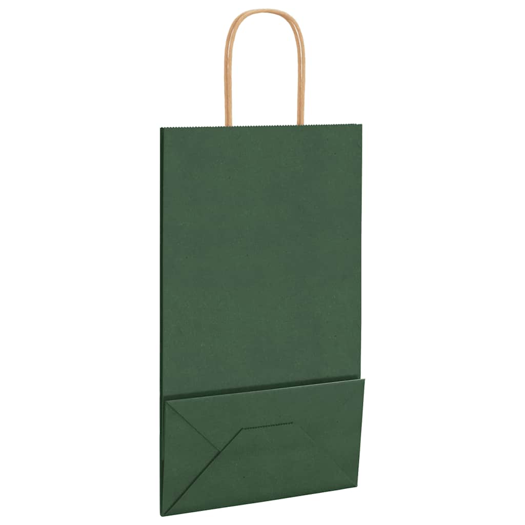 Papirnate vrećice 250 kom s ručkama zelene 21x11x36 cm