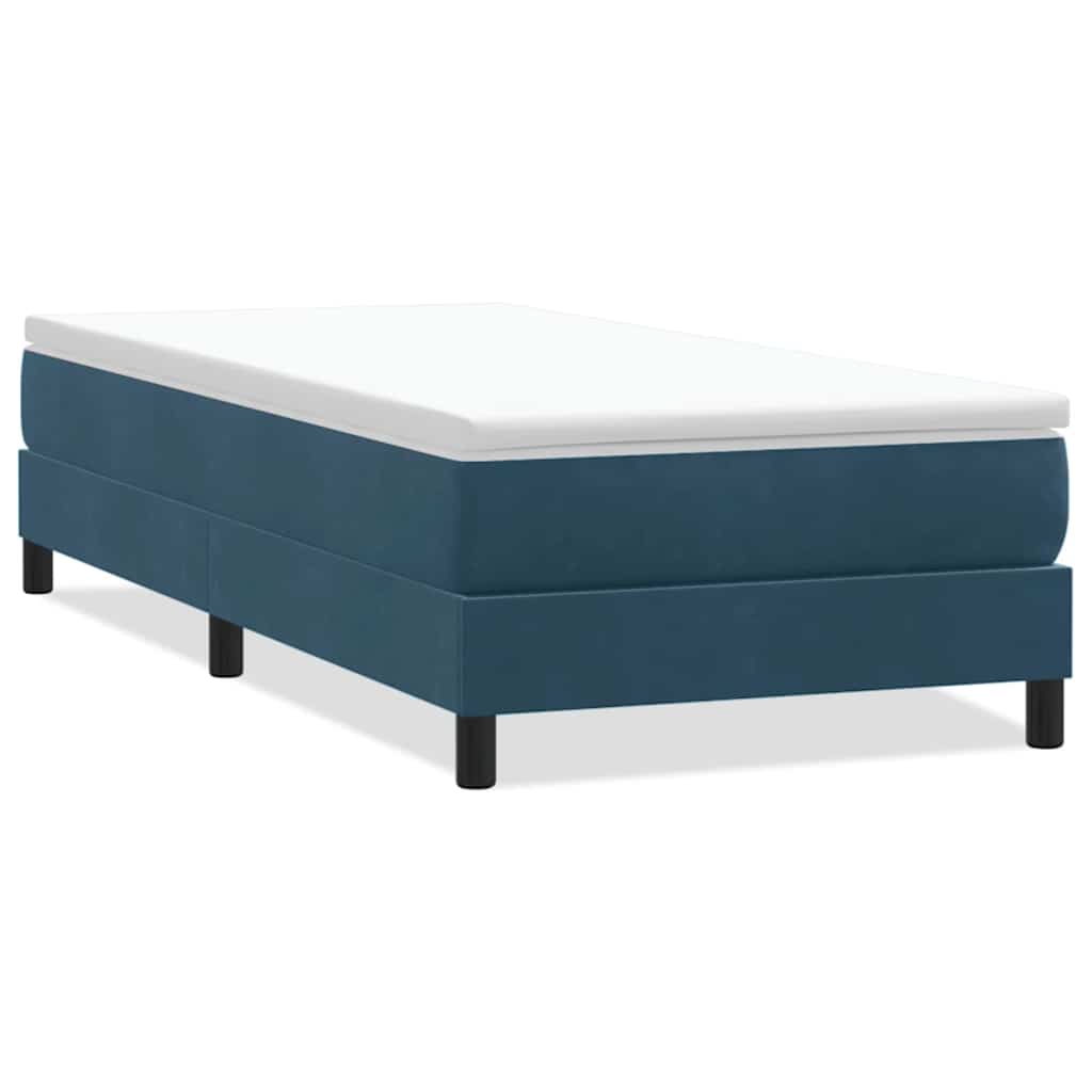 Box spring krevet bez madracem tamnoplavi 90x220 cm baršunasti