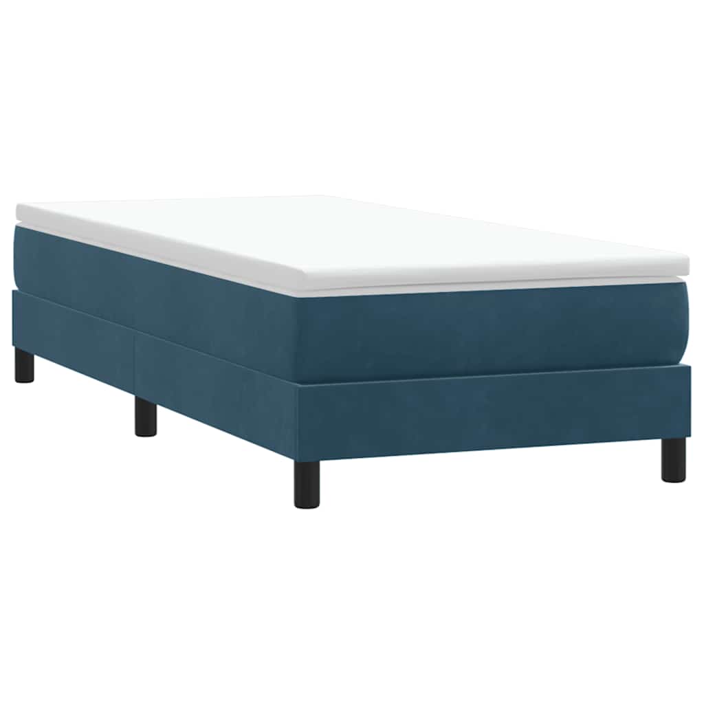 Box spring krevet bez madracem tamnoplavi 90x220 cm baršunasti