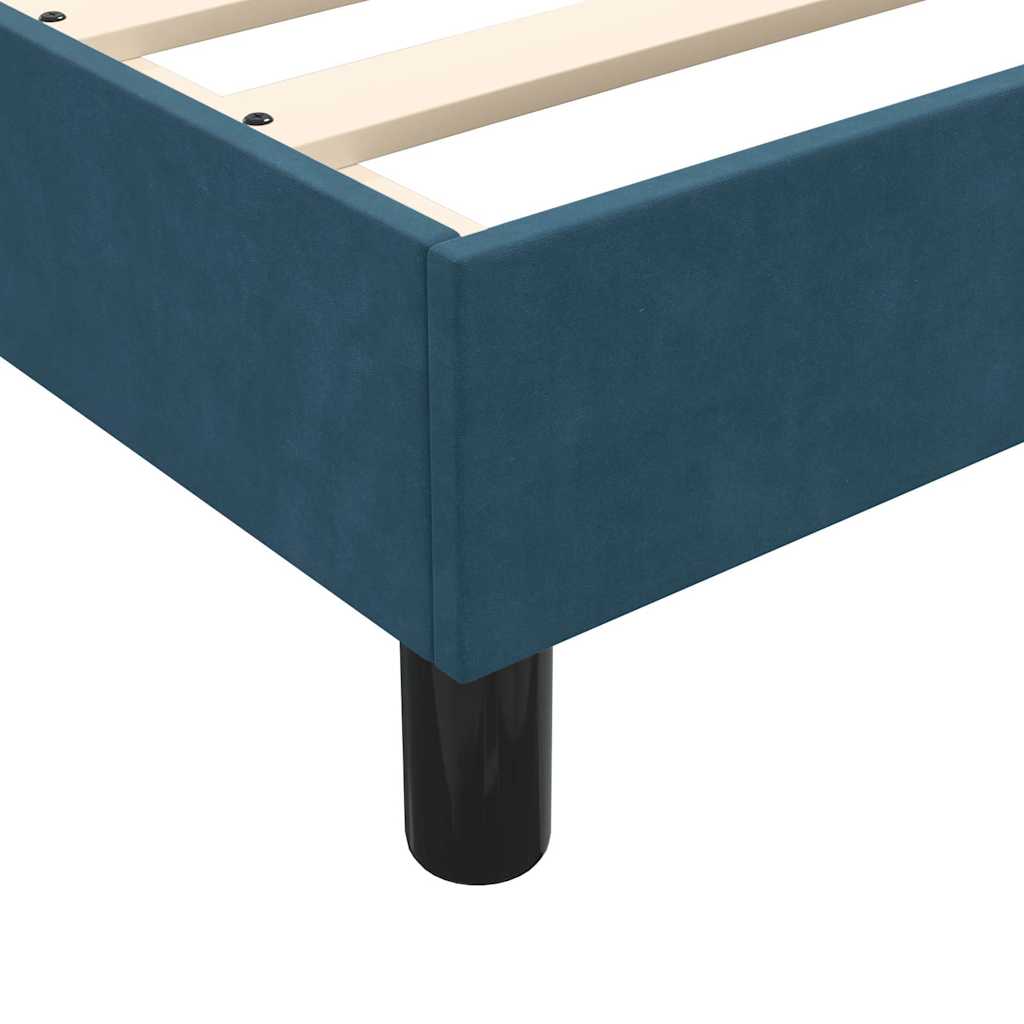 Box spring krevet bez madracem tamnoplavi 90x220 cm baršunasti