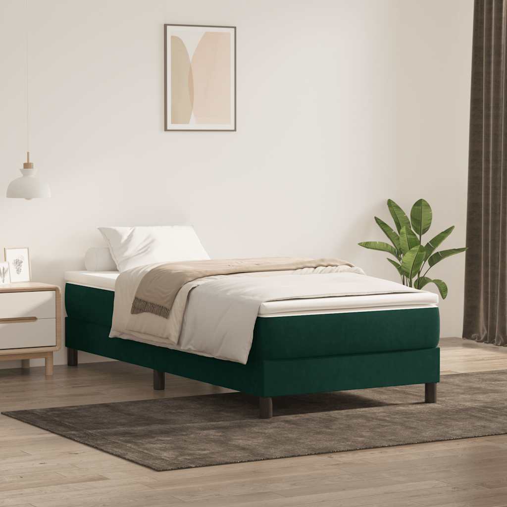 Box Spring krevet s madracem tamnozeleni 80x220 cm baršun